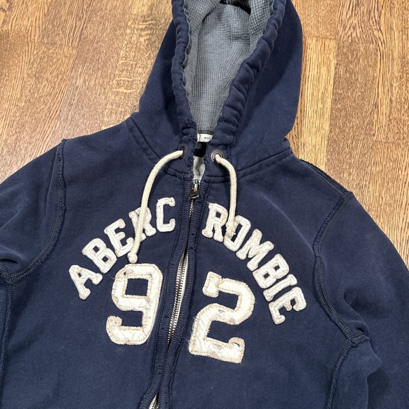 Vintage Y2K Abercrombie & Fitch Distressed Muscle Thermal Zip Hoodie Mens M - Picture 4 of 12